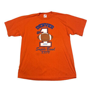Vintage Denver Broncos Shirt Adult Extra Large Orange Jerzees Super Bowl Footbal